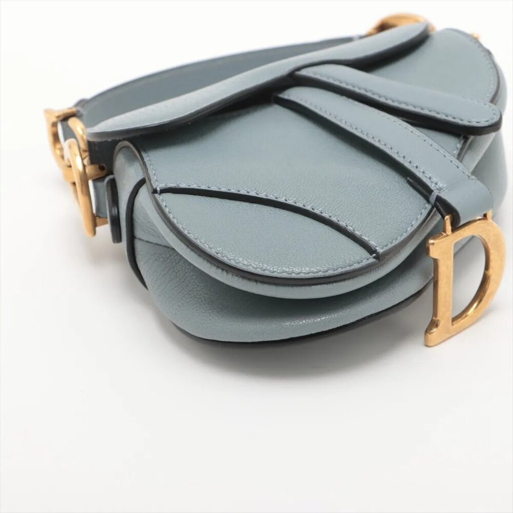 Sold out ❌Christian Dior Saddle Bag Leather Shoulder bag Blue - Picture 4 of 9